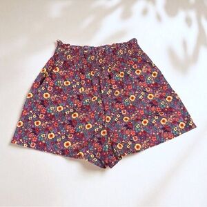 Disney Parks Princess Cottage Core Floral Purple High Rise Shorts Junior Large